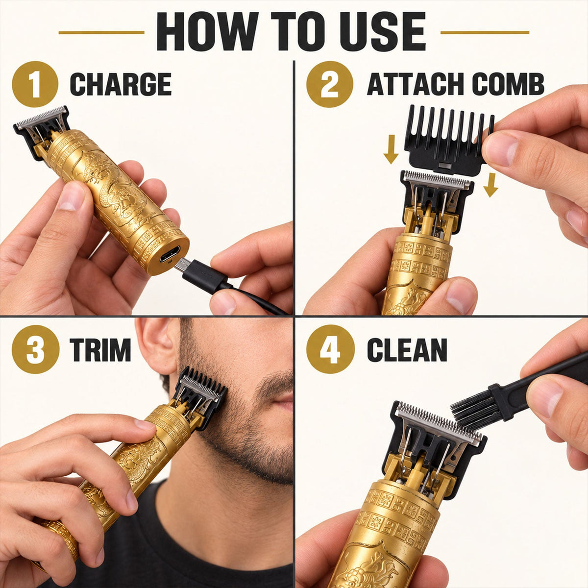 Cordless grooming trimmer beard hair