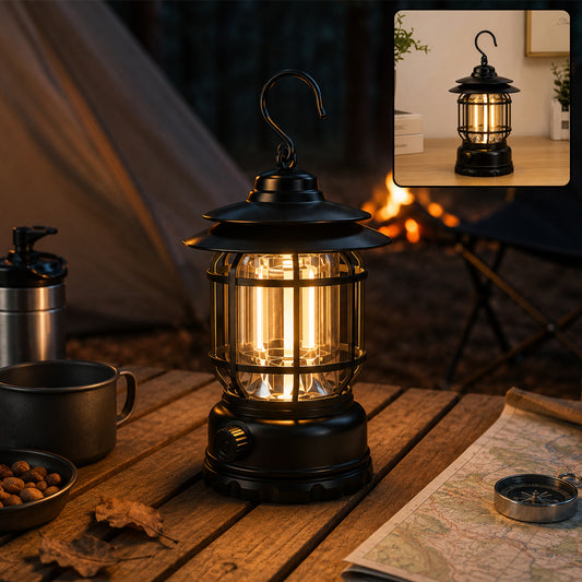 LED Camping Lante Light Retro Style Lighting Battery Type-c Rechargeable (1 Pc)
