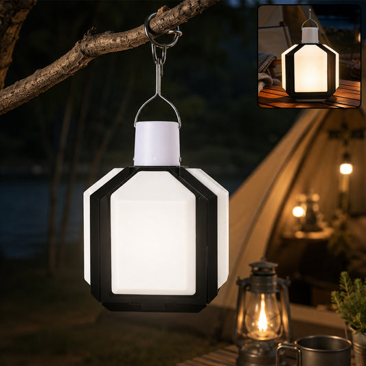 Foldable Camping Light USB Rechargeable LED Lamp with Hanging Hook (1 Pc)