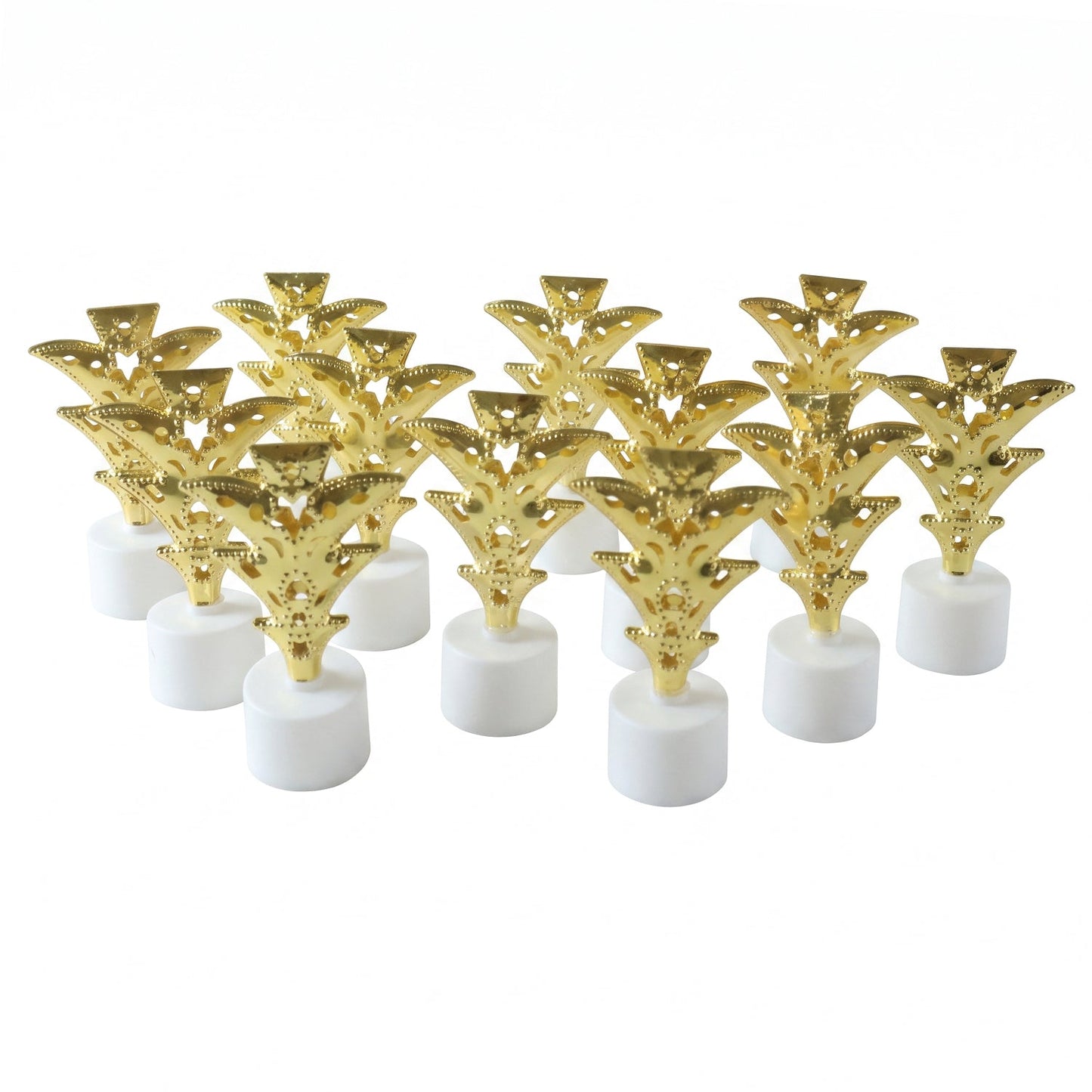 Golden Christmas tree LED tealights on white background