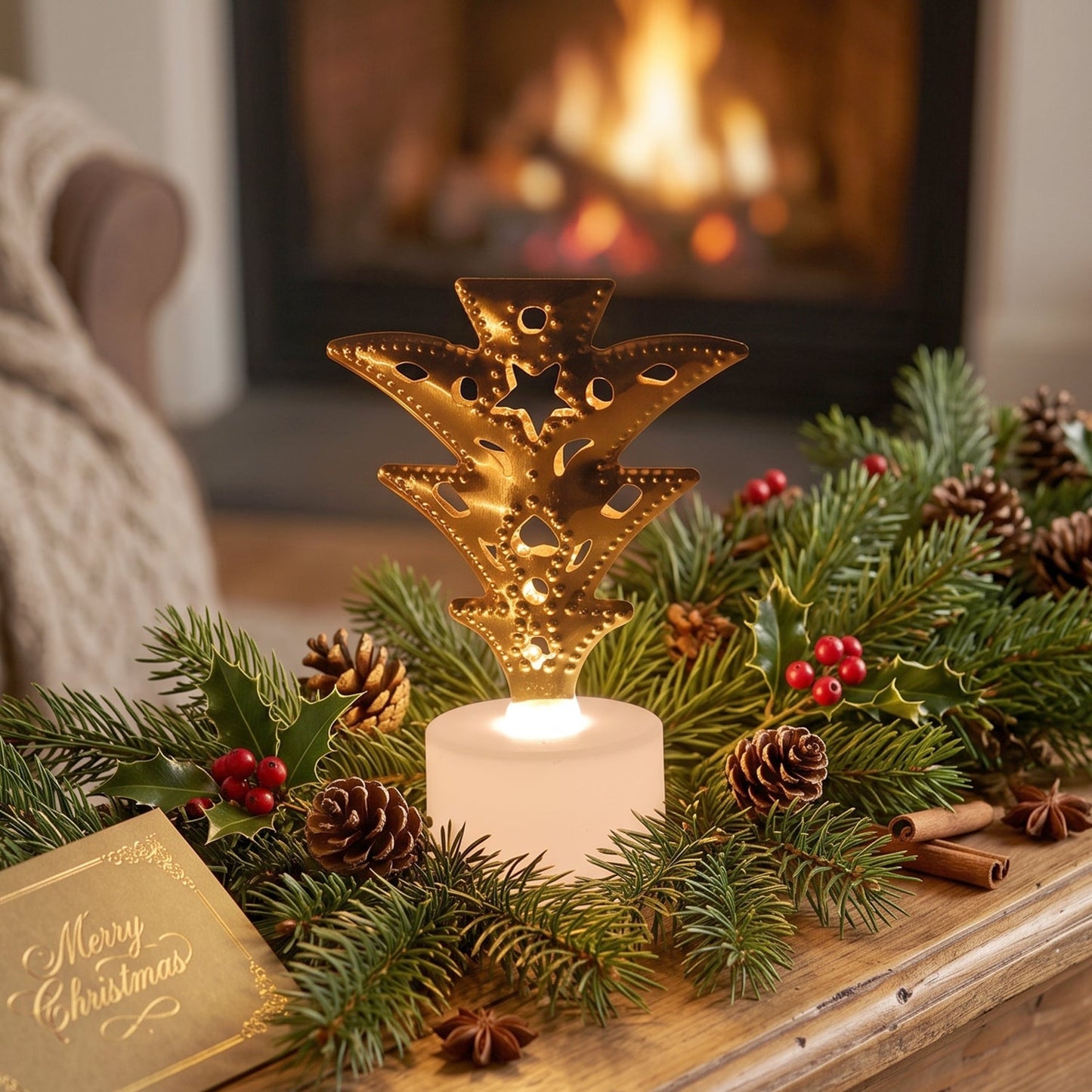 Tealight candles used for Christmas table decor