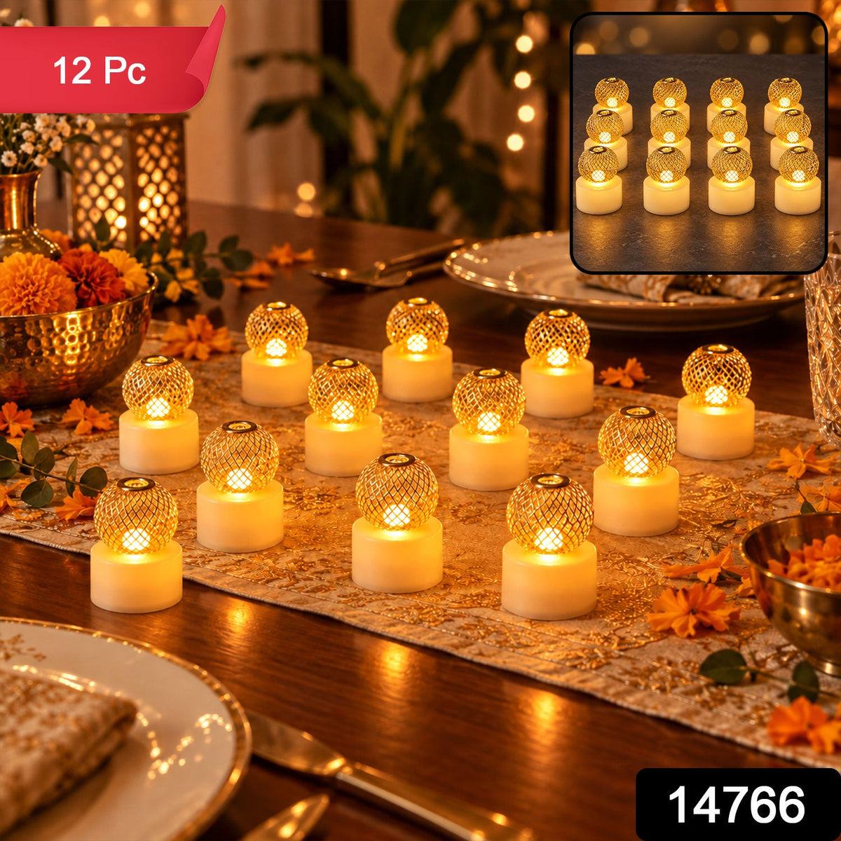 SKU 14766 ball shape decorative light set of twelve pieces