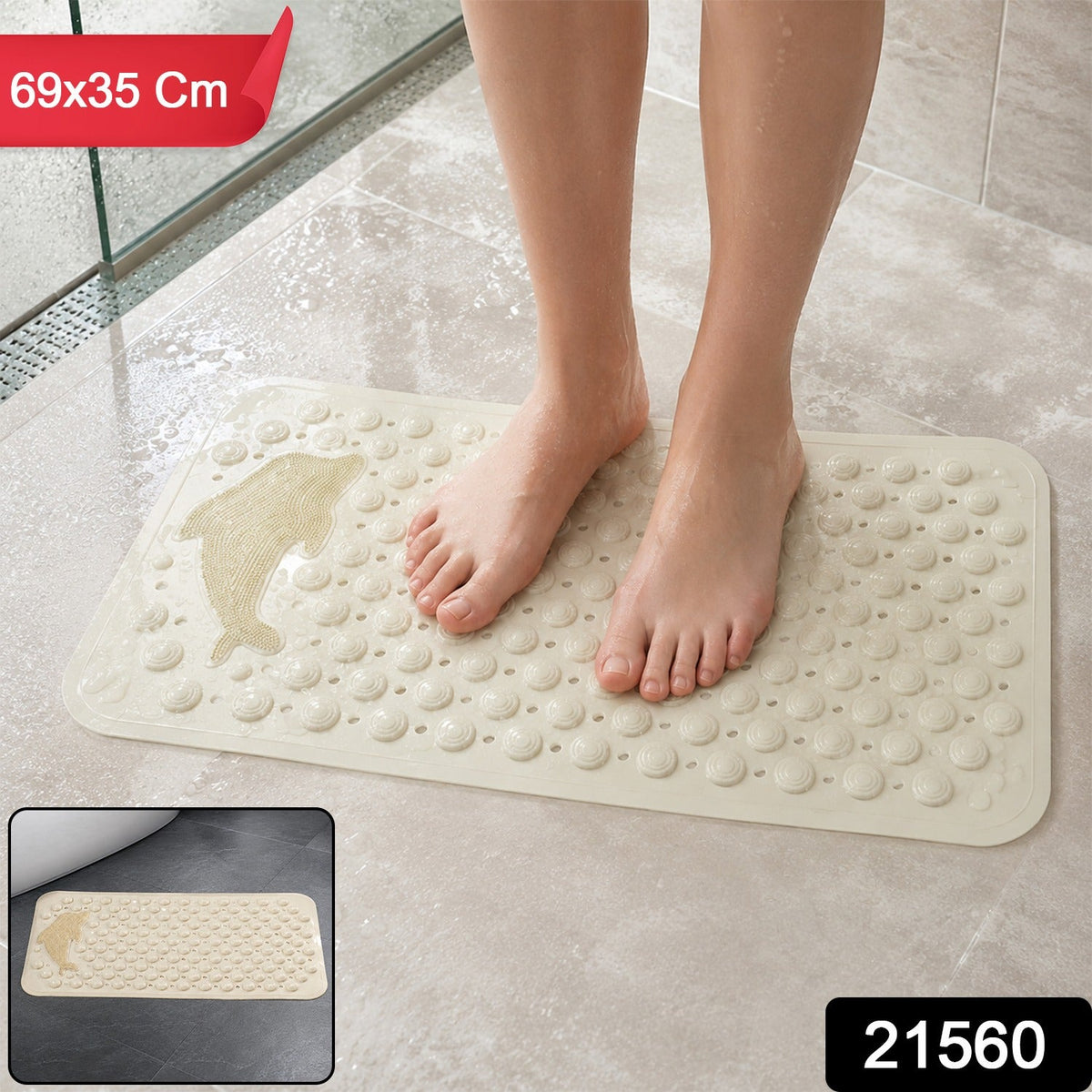 Anti Slip Bath Mat with Strong Suction for Bathroom Safety