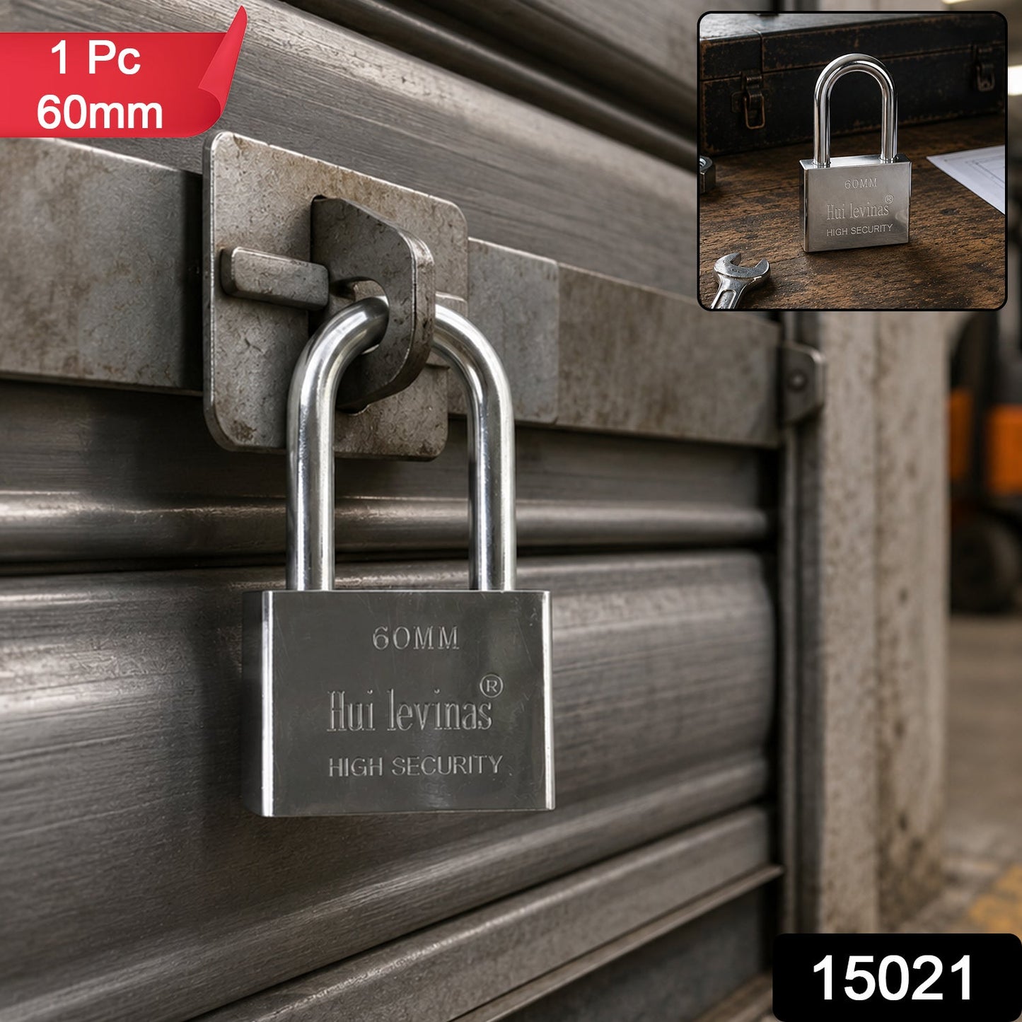 Heavy duty 60mm solid metal padlock - image 2