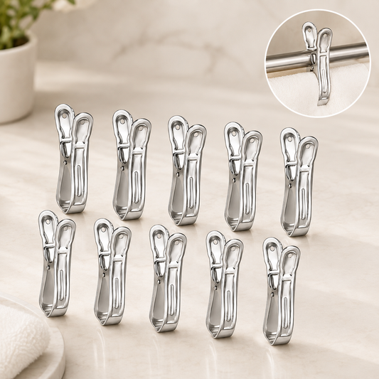 Stainless Steel Clothes pins Beach Towel Clips (10 Pcs Set)