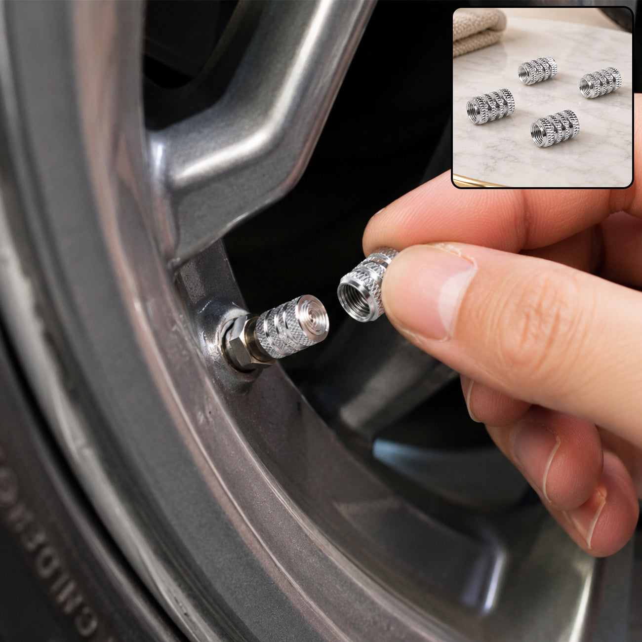 Tire Valve Stem Caps Fit for Genesis Cars. Air Valve Caps Suit for Most Car Truck SUV Wheel Accessories 4pcs Silver.