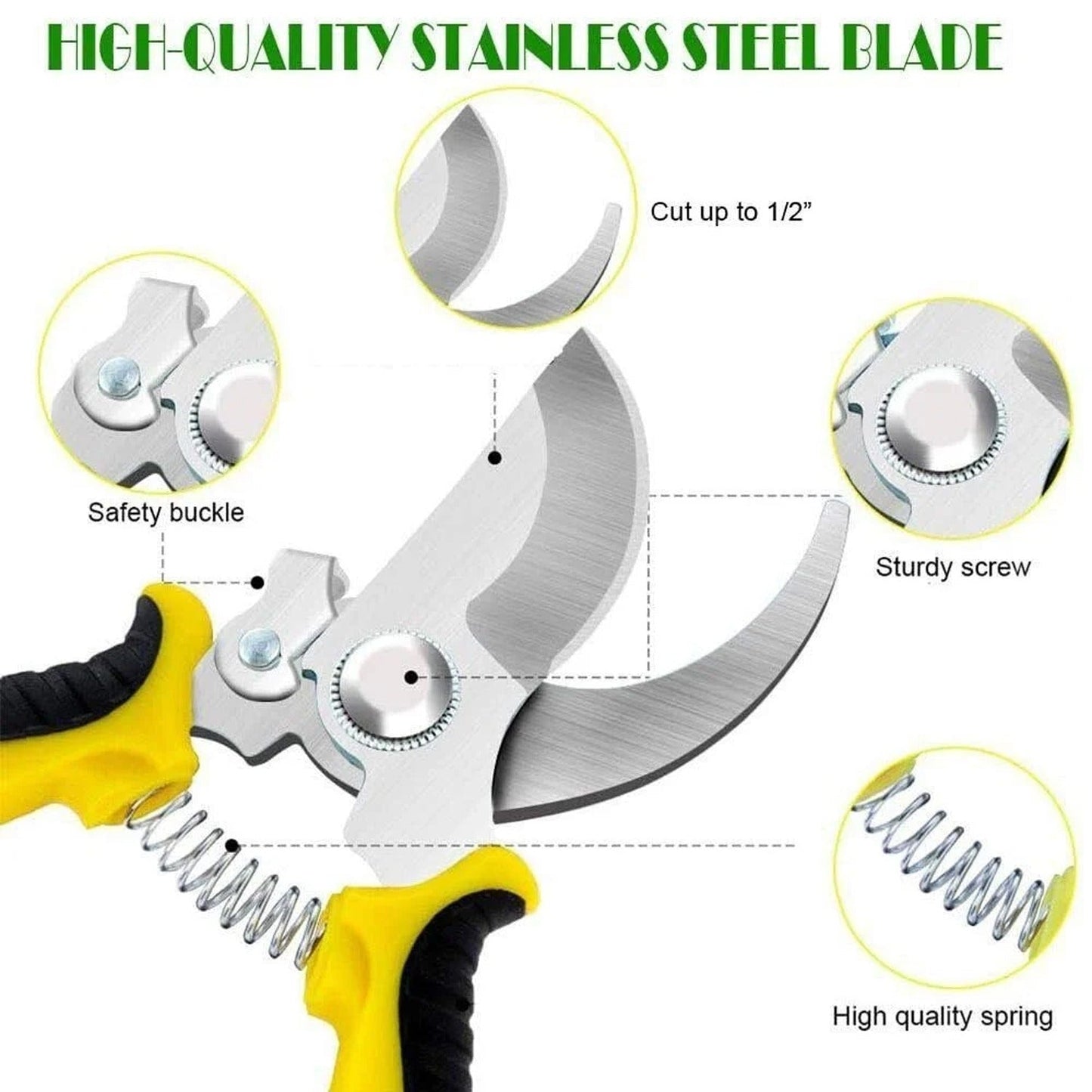 Close-up view of pruning shears features