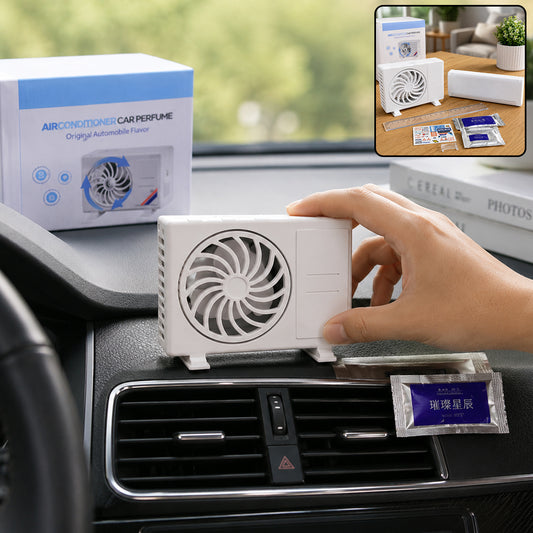 AC Design Solar-Powered Car Air Freshener: Built-in Perfume Diffuser for Dashboard and AC Vent