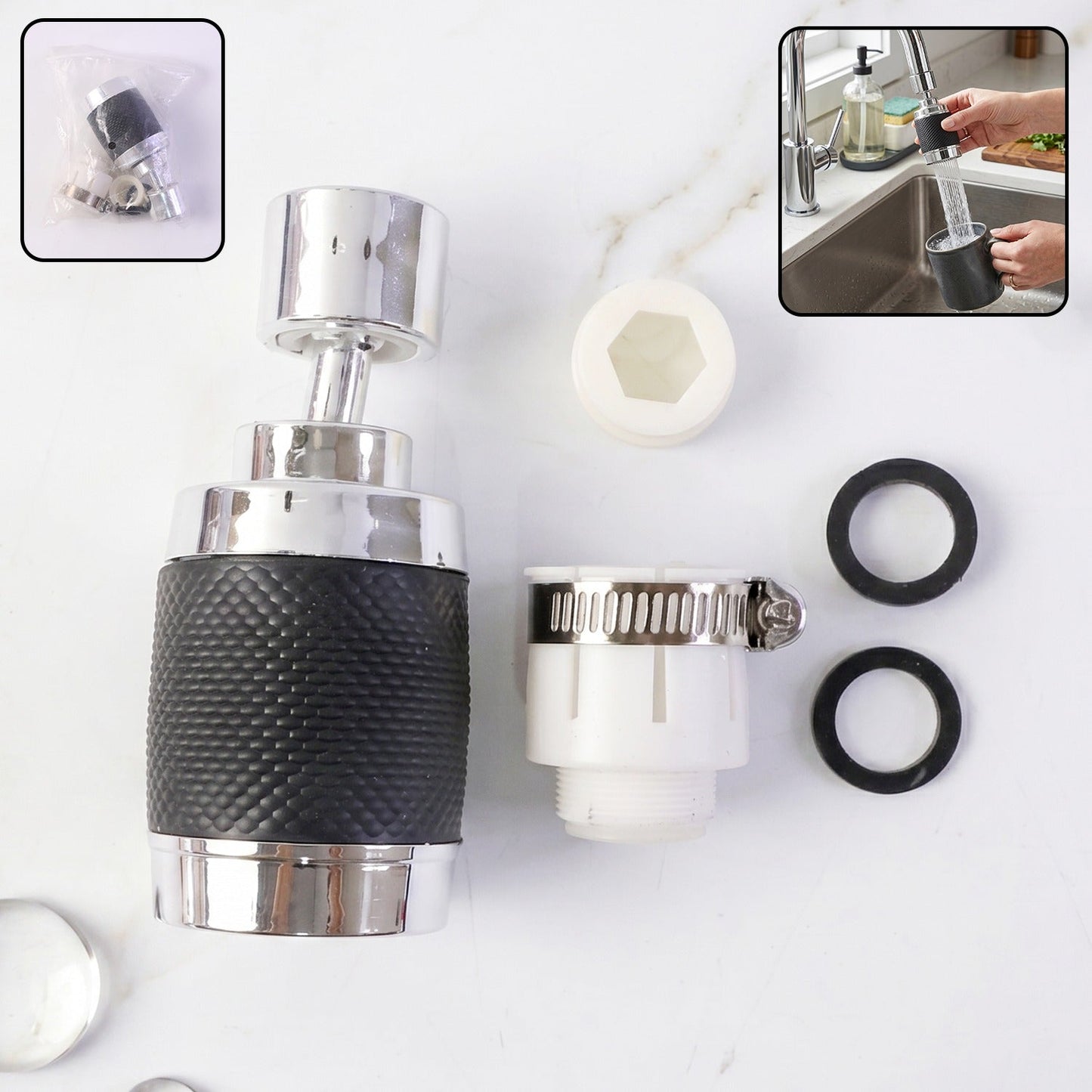 360Â° Rotatable Faucet Sprayer & Tap Extender