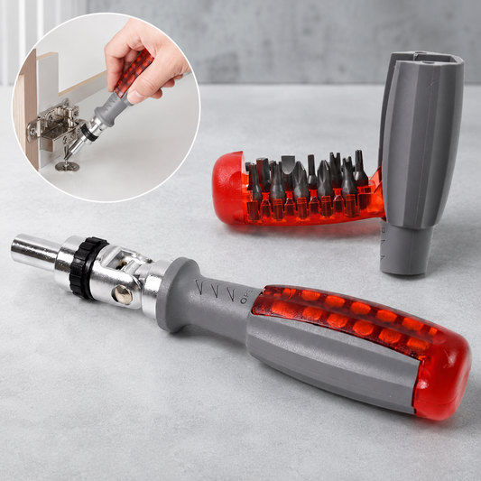 Multi Bits Ratchet Screwdriver Set, Adjustable Angle Two-Way Ratcheting Screwdriver (1 Set)