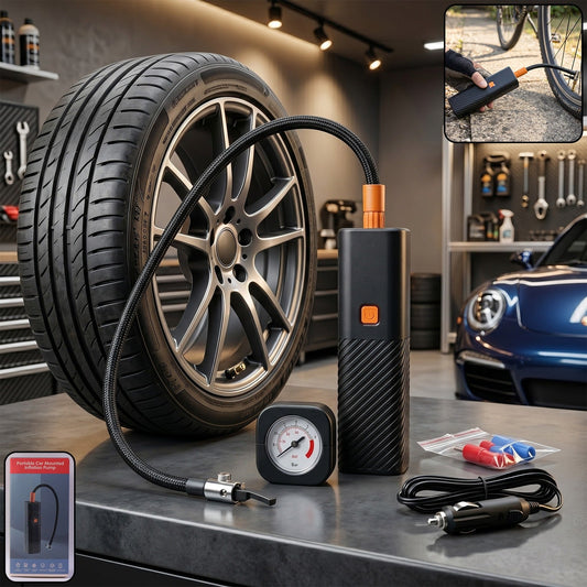 Portable Car Mounted Tyre Inflator Air Pump (1 Set)