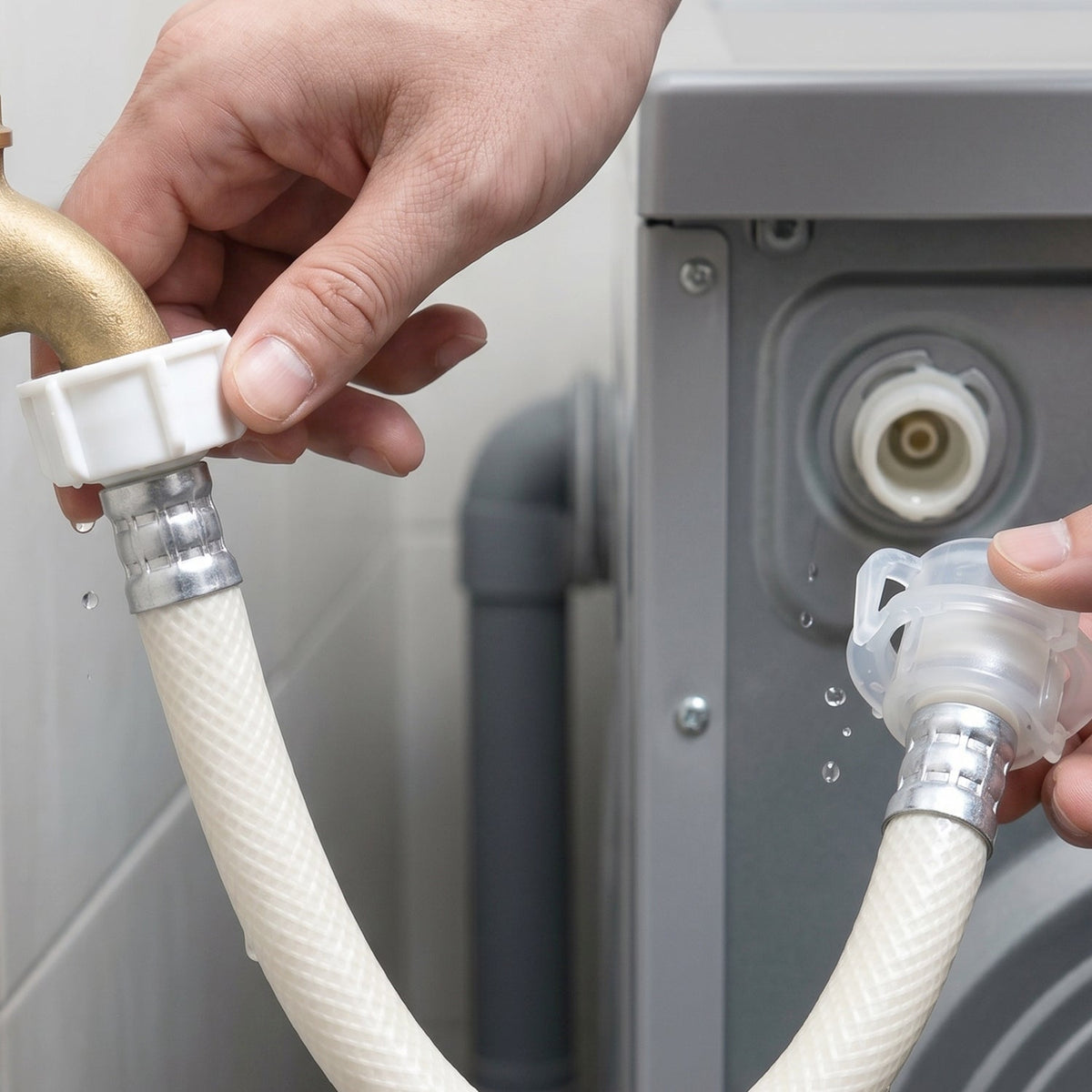 Flexible hose pipe white bg
