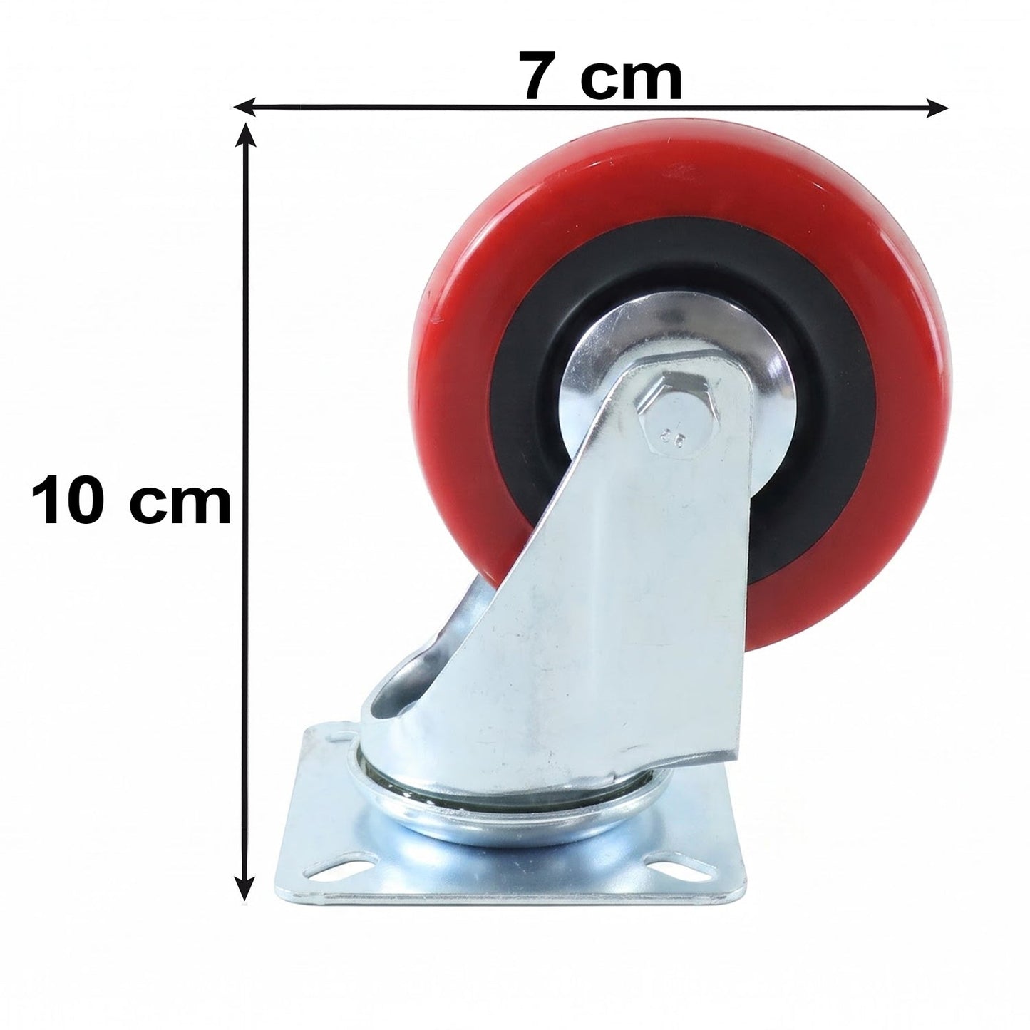 Caster wheel size and mounting plate dimensions