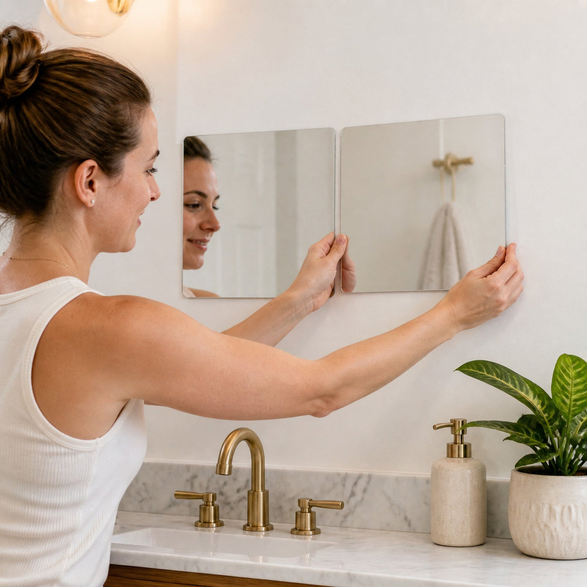 Self adhesive mirror wall decor