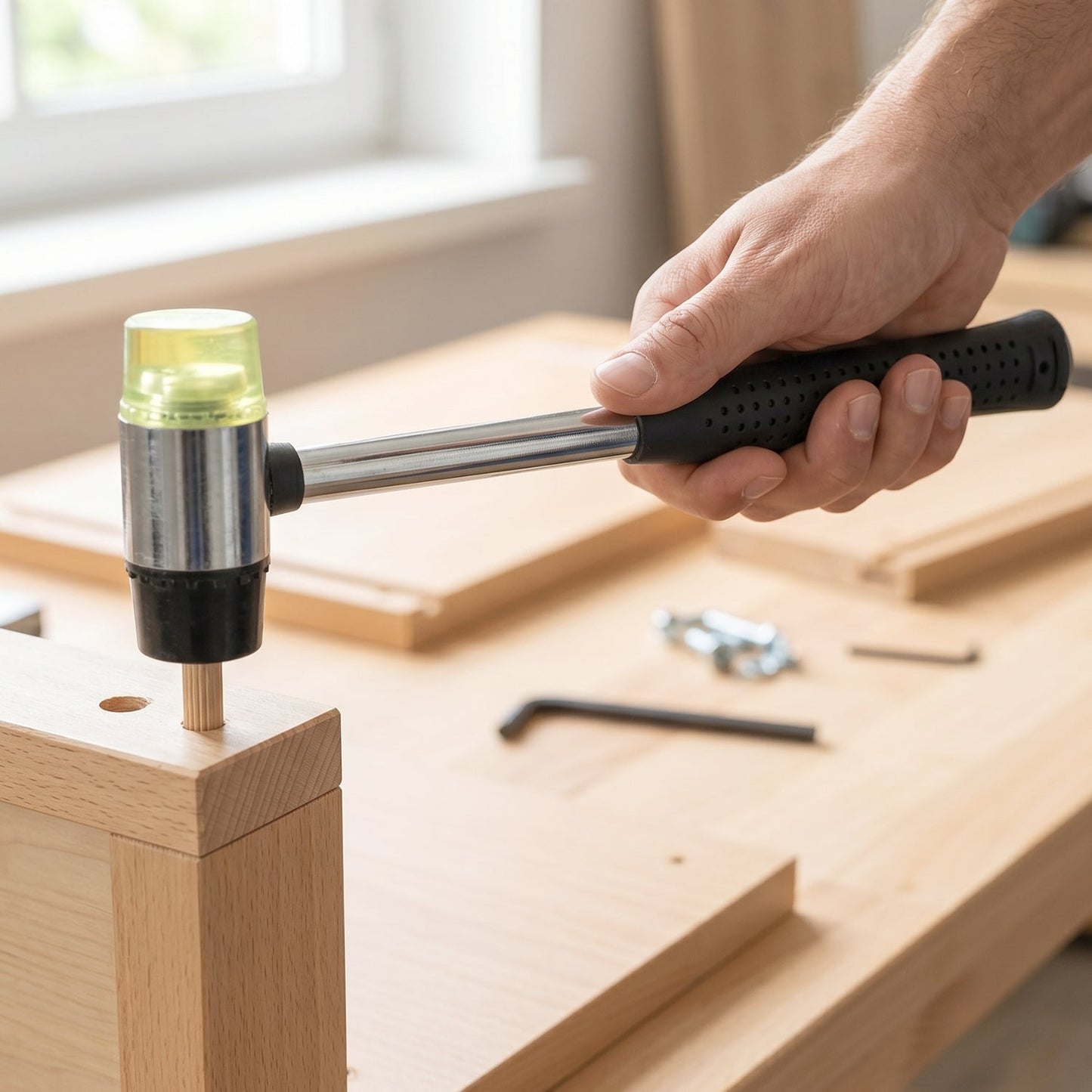 Rubber mallet hammering use