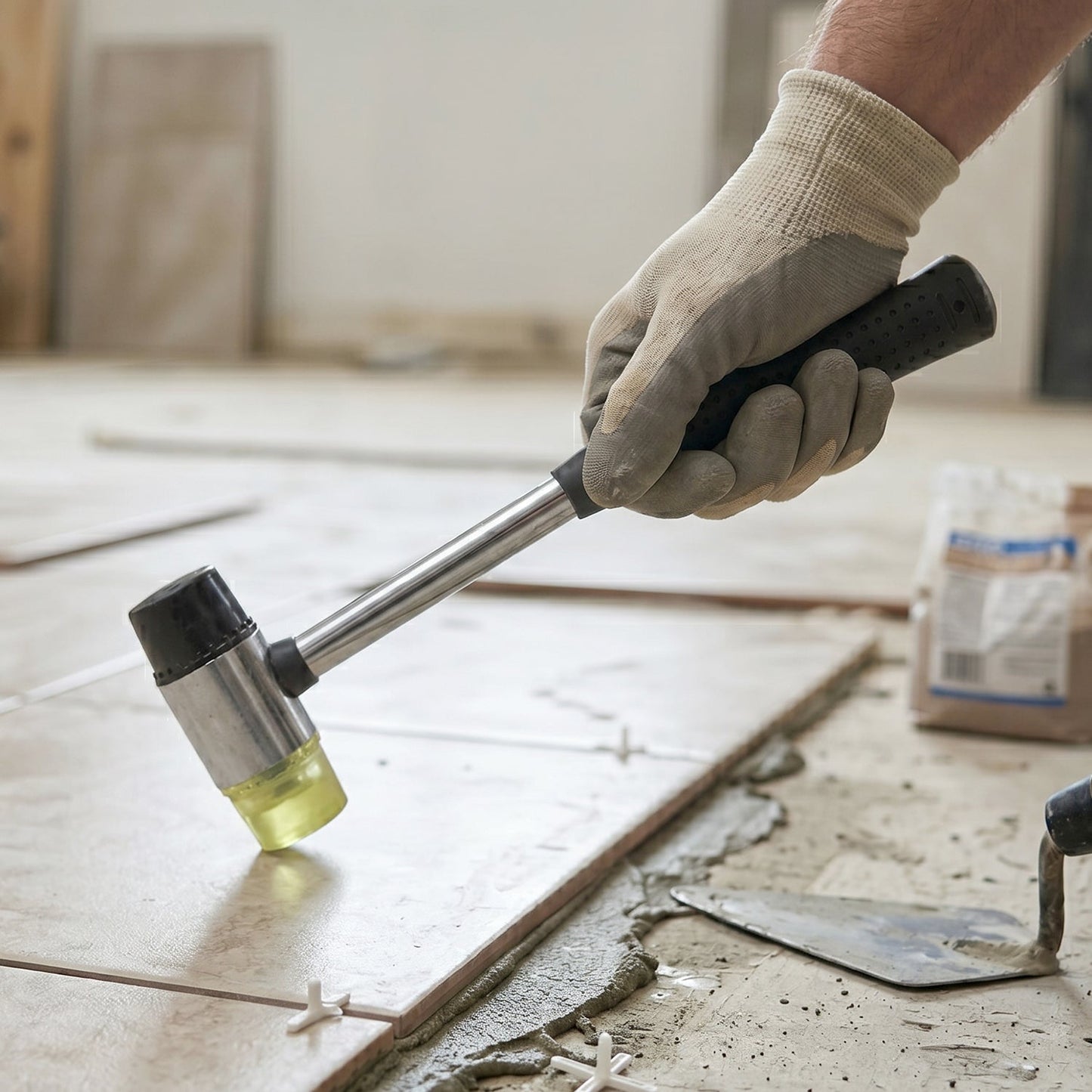 Rubber hammer steel handle use