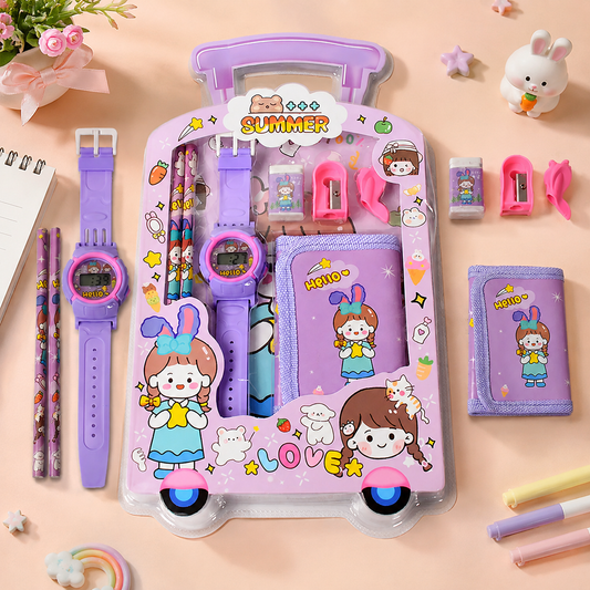 Stationery Set for Kids – 7-in-1 School Kit with Pencils, Eraser, Sharpener, Pouch & More (Pack of 7 Pcs)