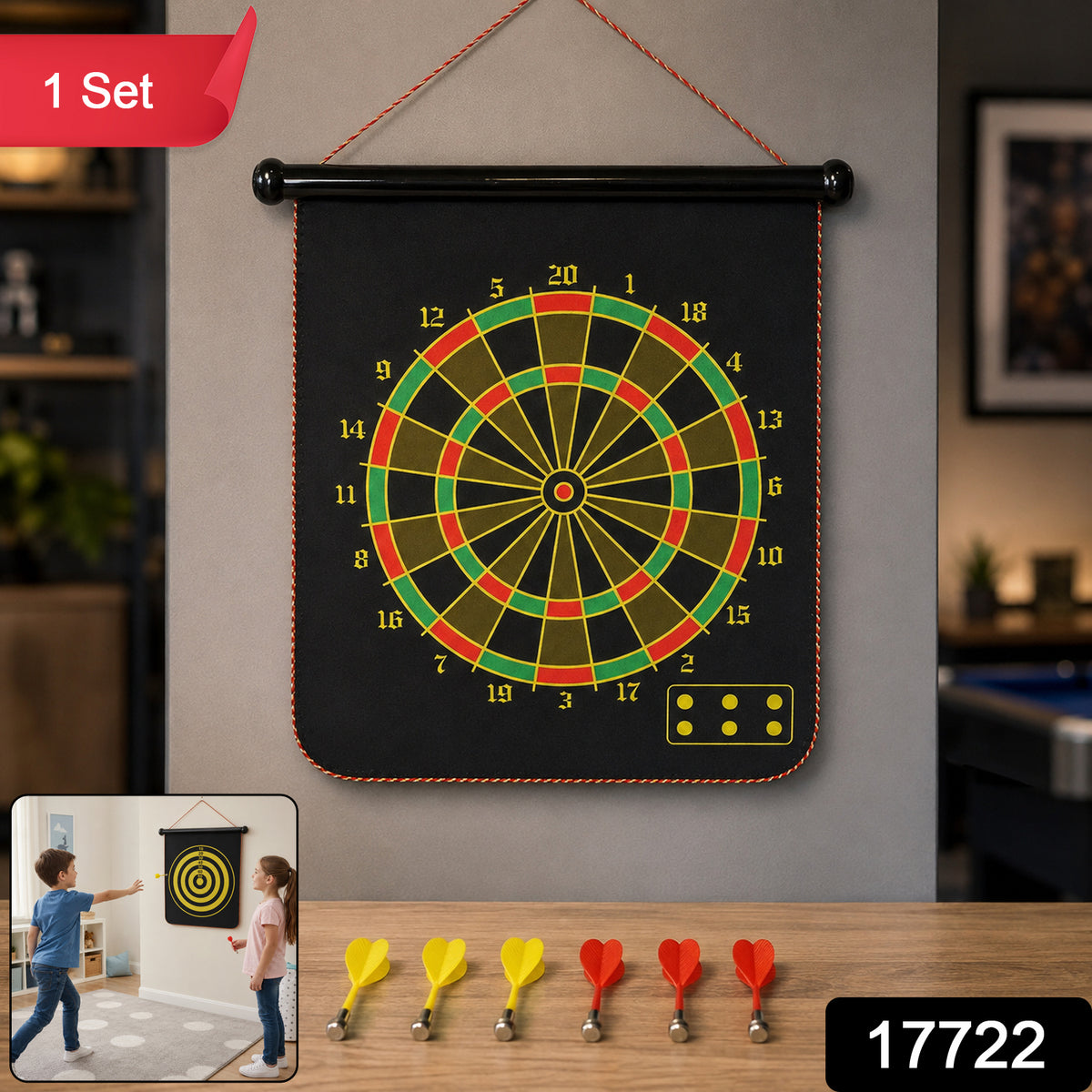 Roll-Up Double-Sided Dartboard Game (1 Set)
