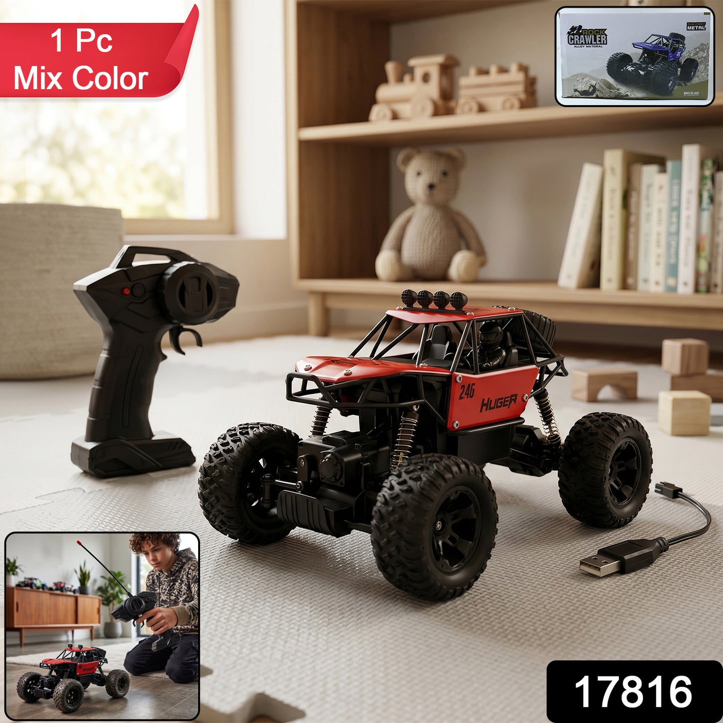 Rock Crawler Monster RC Truck – Remote Battery Not Included