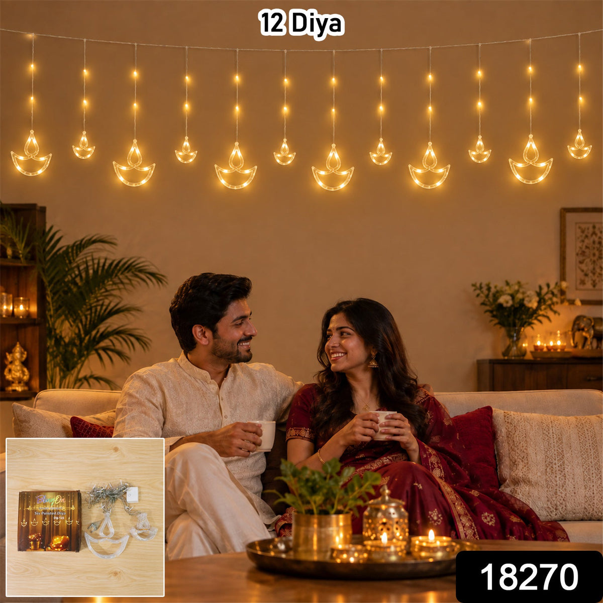 Diya light series with 12 diya shapes SKU 18270
