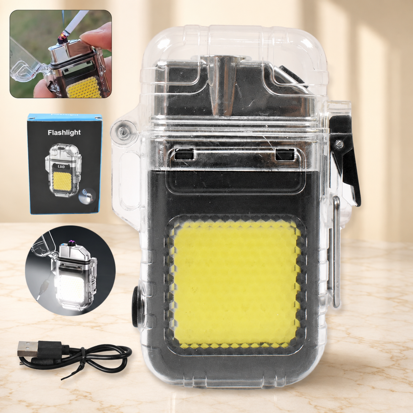 Electric Lighter Flashlight – USB Rechargeable 3-Mode COB | Indo Glow