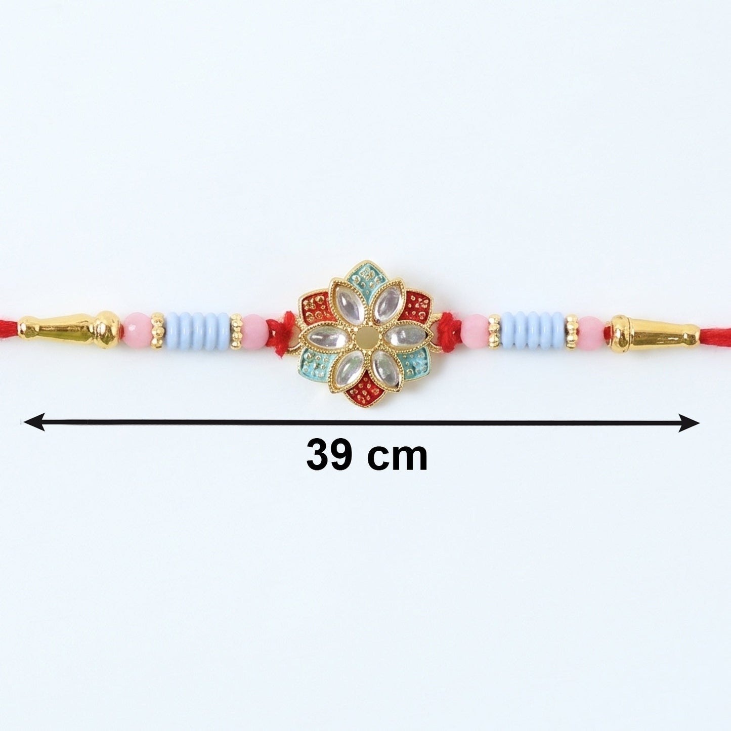 Colorful designer Rakhi with floral kundan and decorative beads