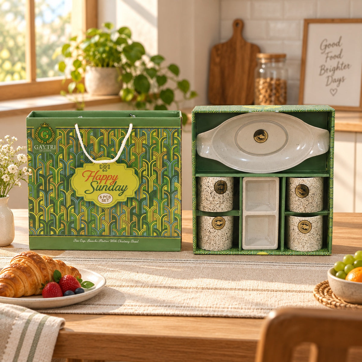 Sunday Funday 6-Piece Tea Set – Platter & Dual Bowl