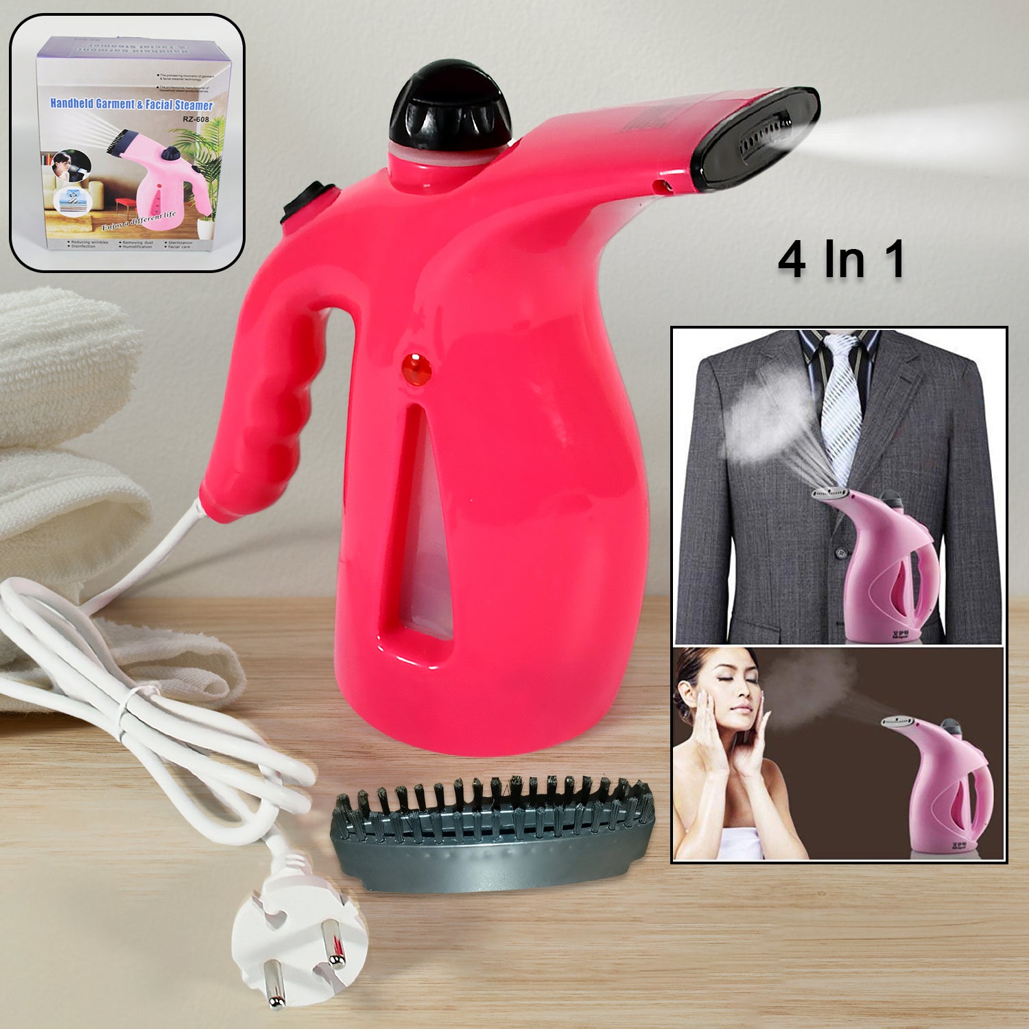 Portable 4 in 1 Handheld Garment Steamer & Facial Steamer Electric Iro ...