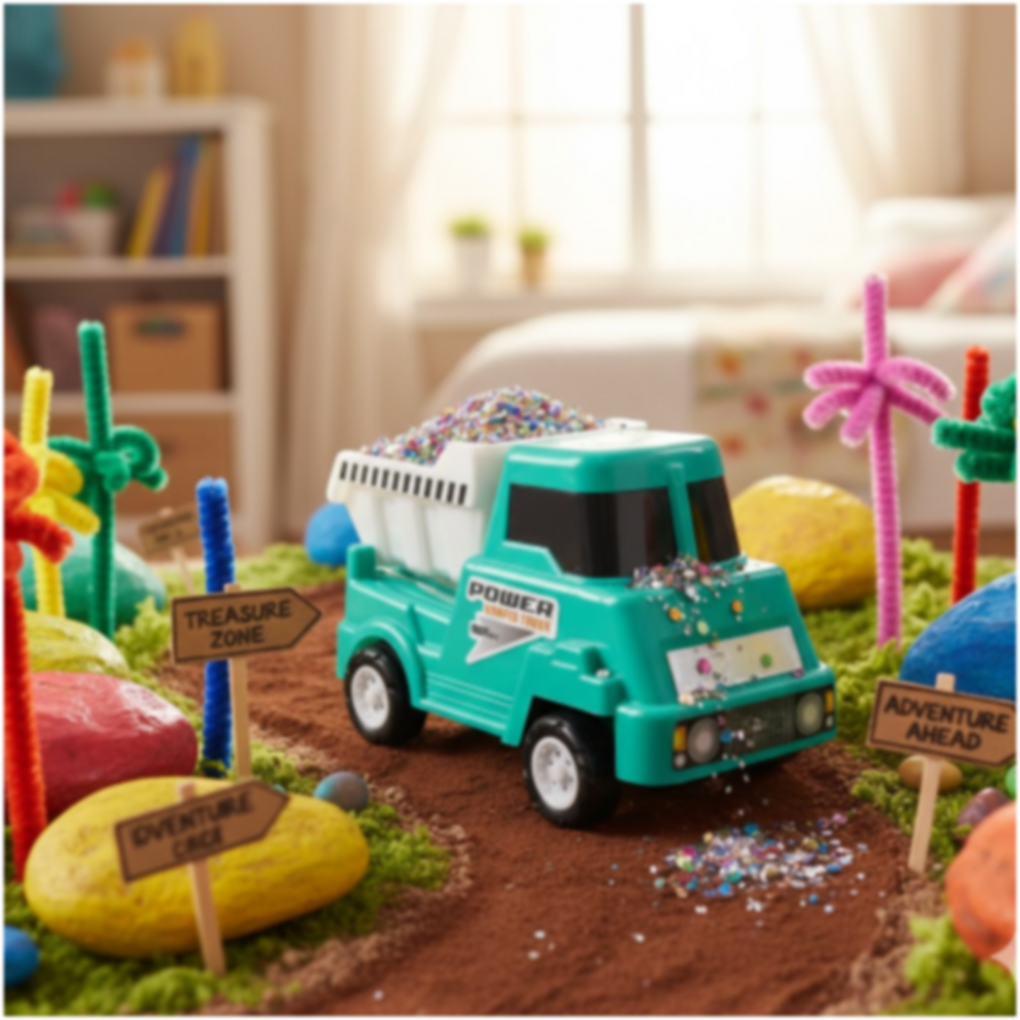 Funwoods Kids Power Dumper Truck Toy Friction Powered Construction Dump Truck Toy for Kids Playtime Indoor Outdoor Activity Toy Vehicle 1 Pc