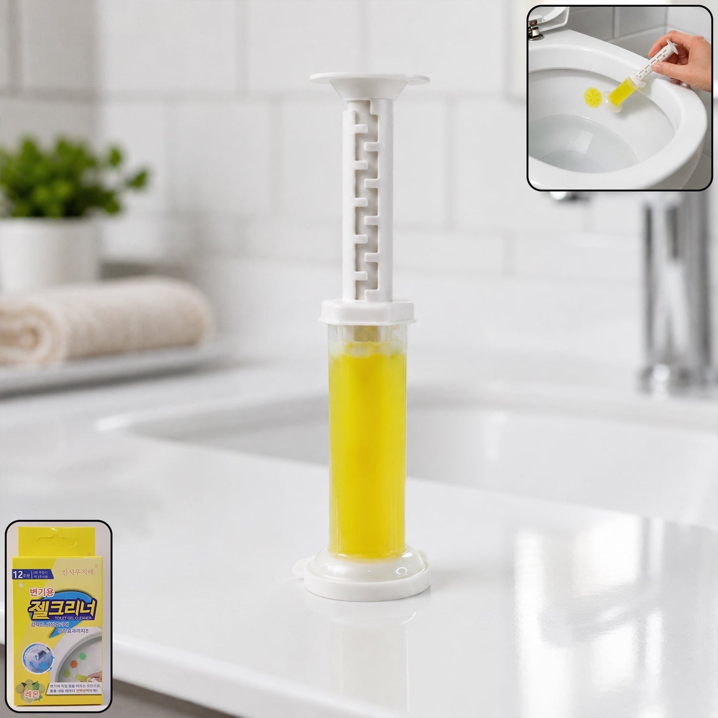 Flower-shaped toilet gel cleaner in box