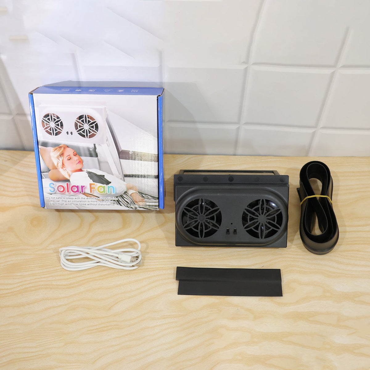 Solar car ventilation fan live product photo
