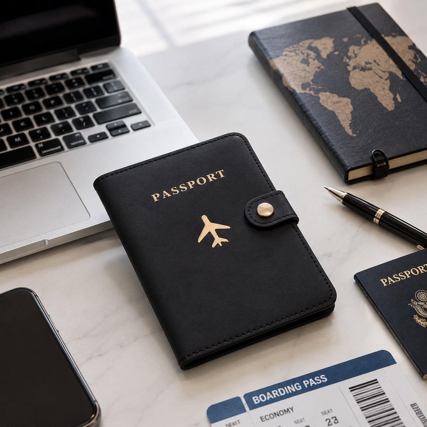 Passport wallet showing card slots and compartments
