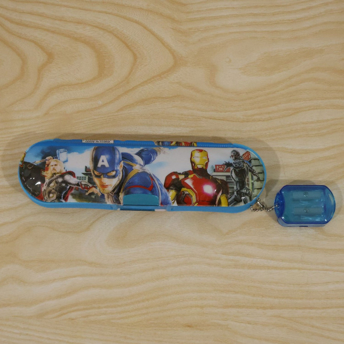 Plastic printed stationery pencil box with attached sharpener 06