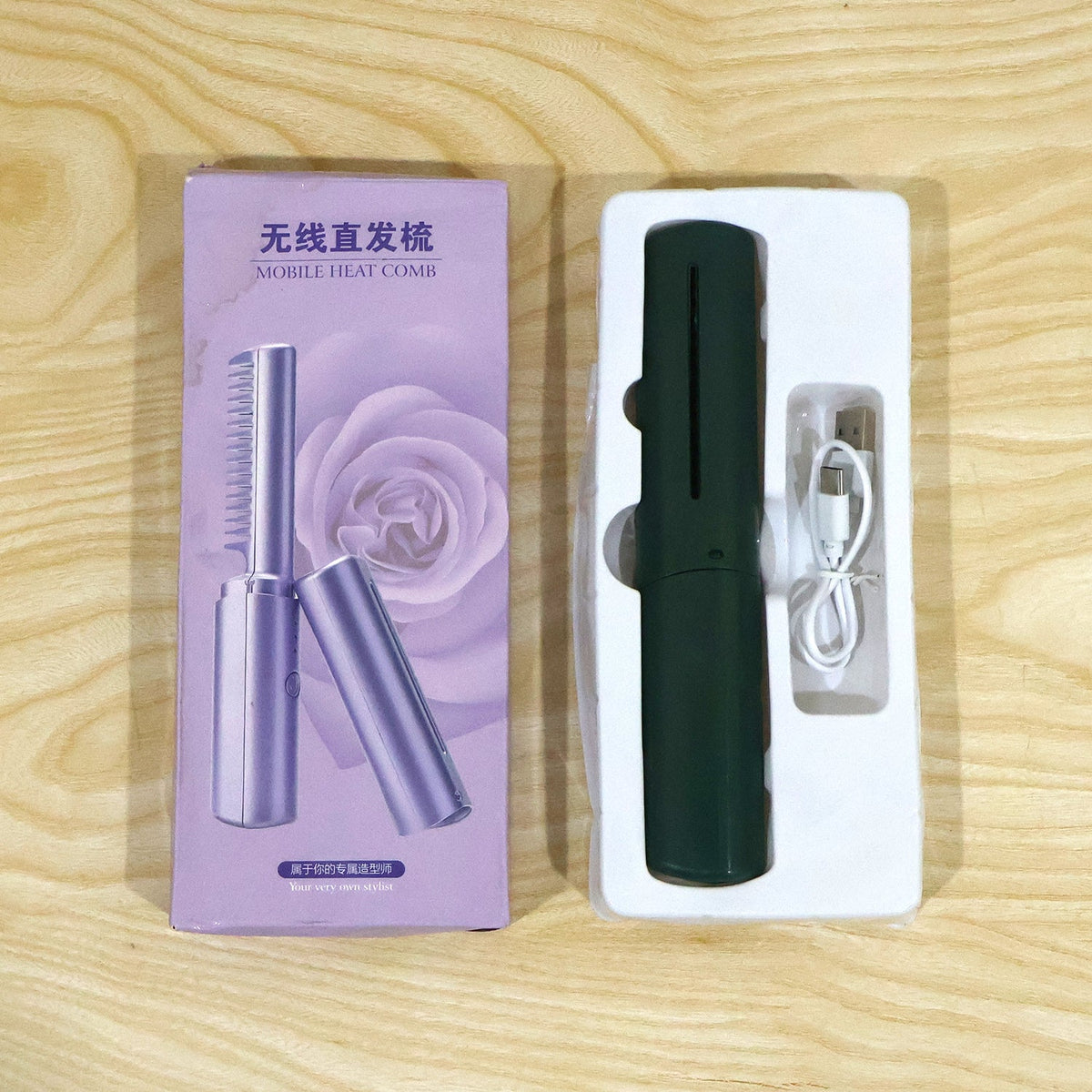 Cordless hair straightener comb with removable cap 09