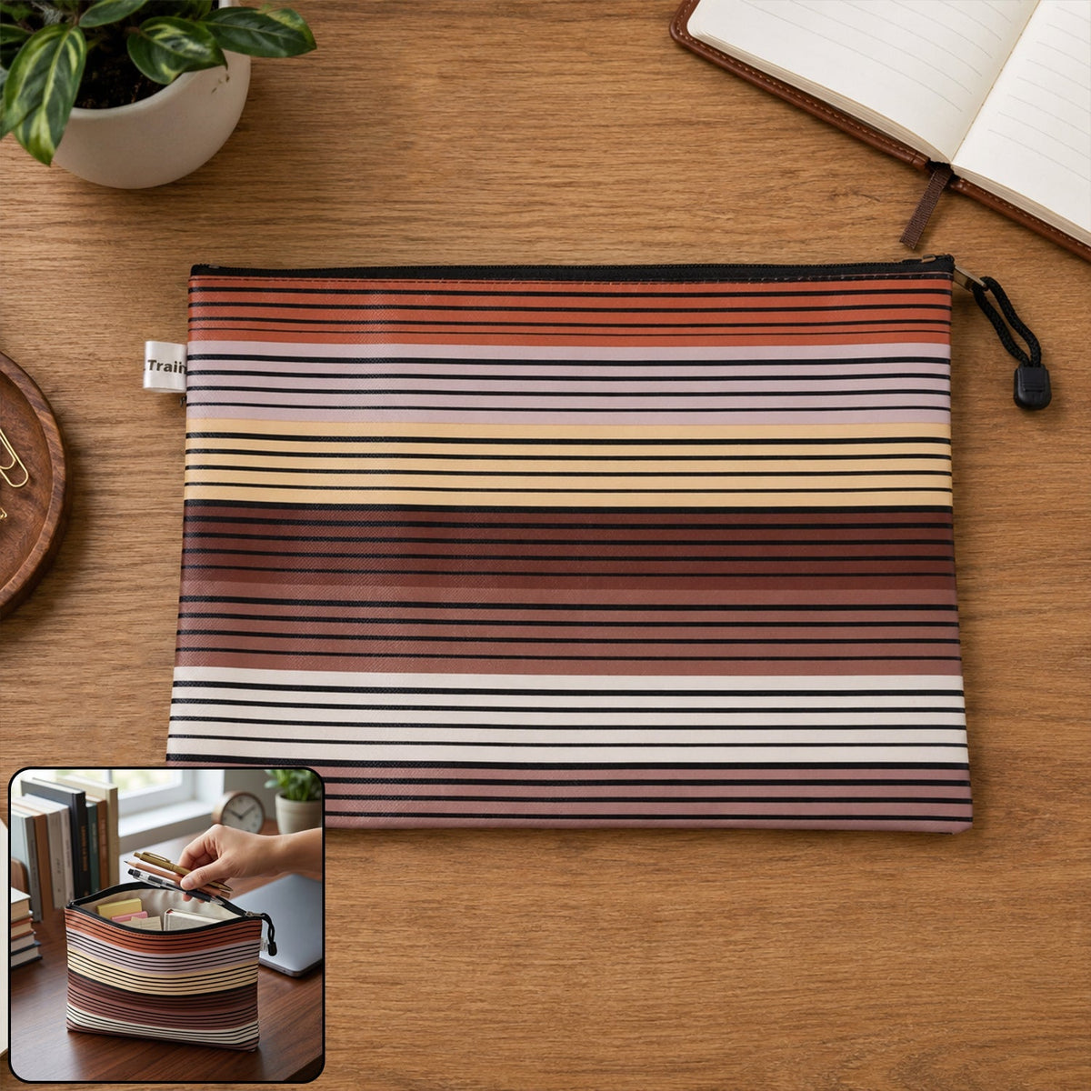 Zipper document pouch waterproof A4 file