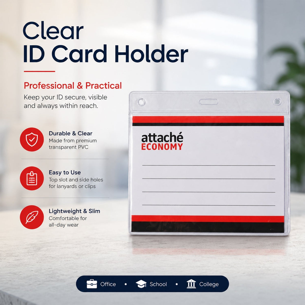 Set of 5 durable, slim ID card holders with easy insert/removal