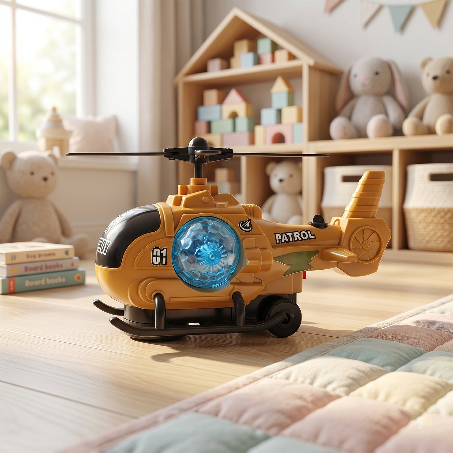 Military helicopter lights music