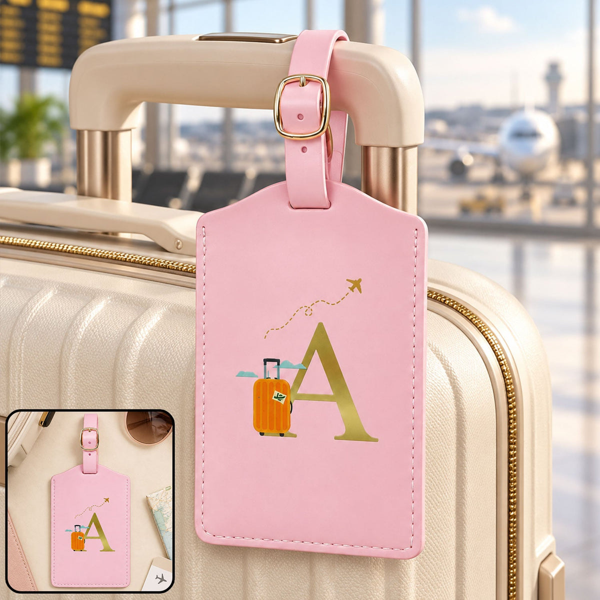 PU leather travel luggage tag ID holder