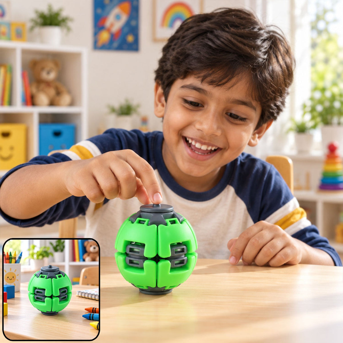 Transforming spinner flat ball toy 360