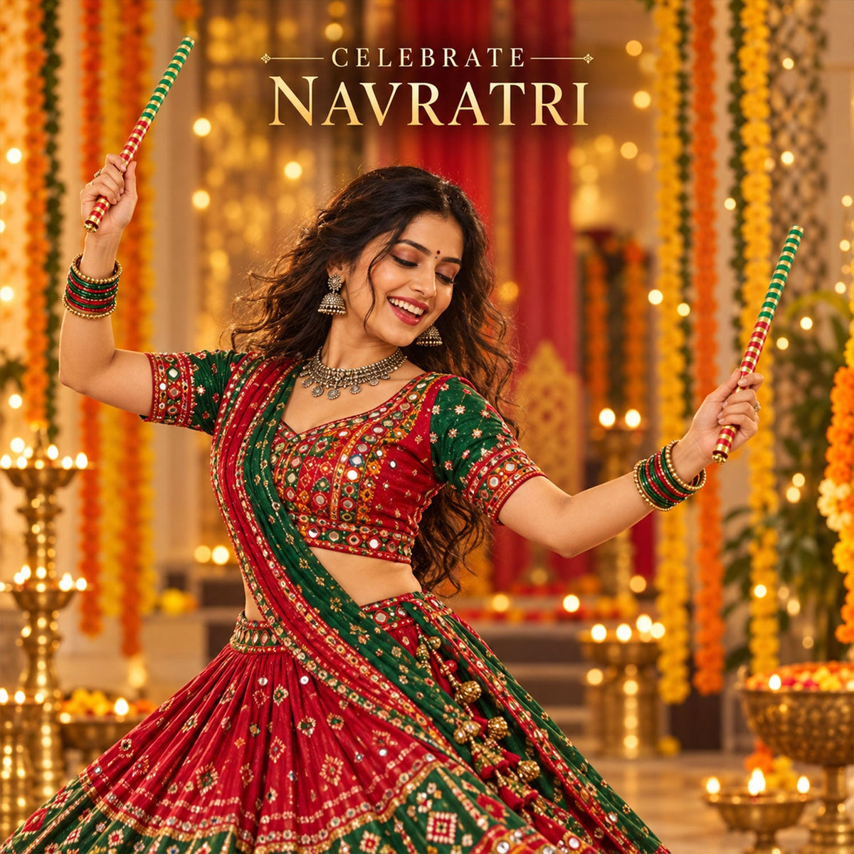 Decorative Dandiya sticks for Navratri celebration