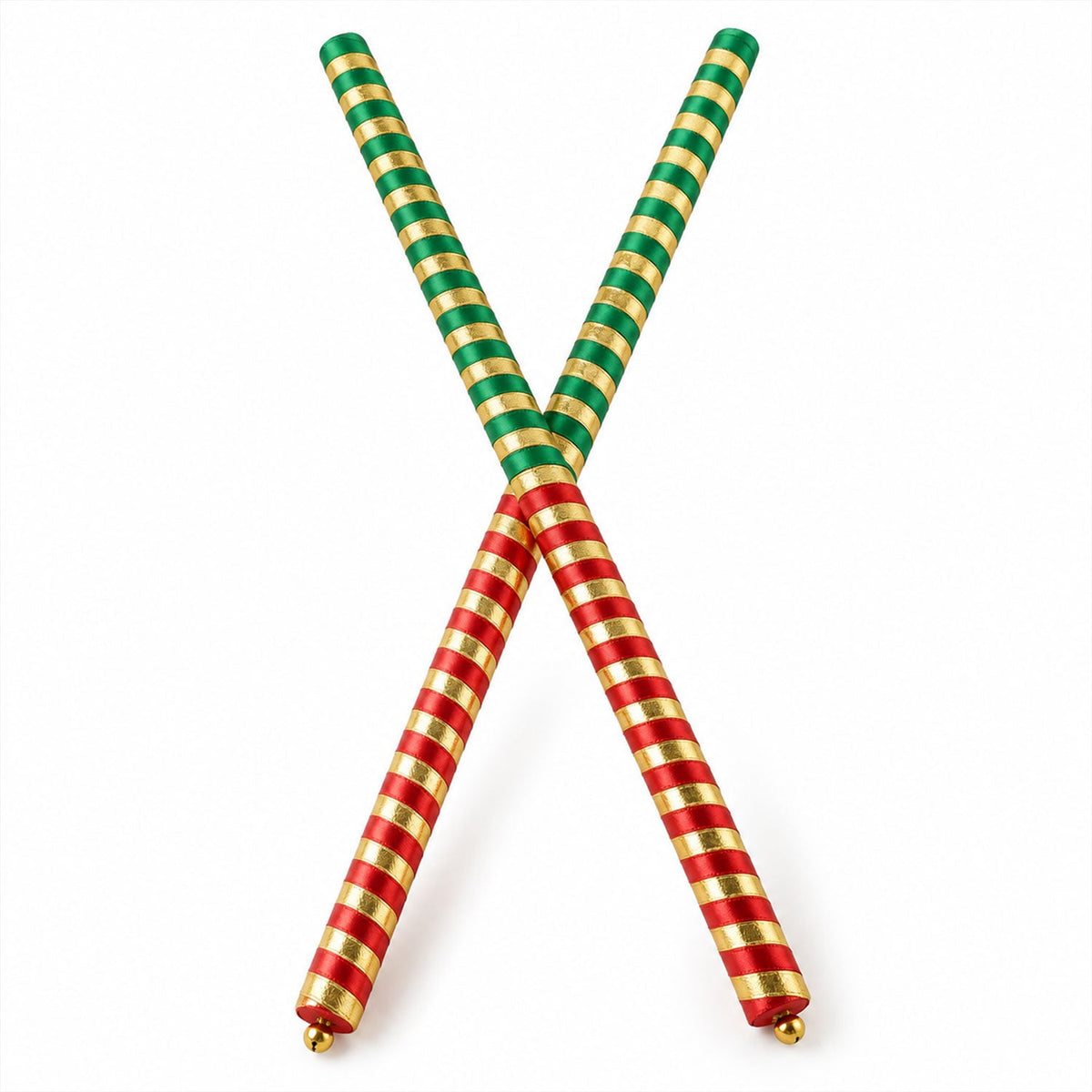 Decorative wooden Dandiya stick pair on white background
