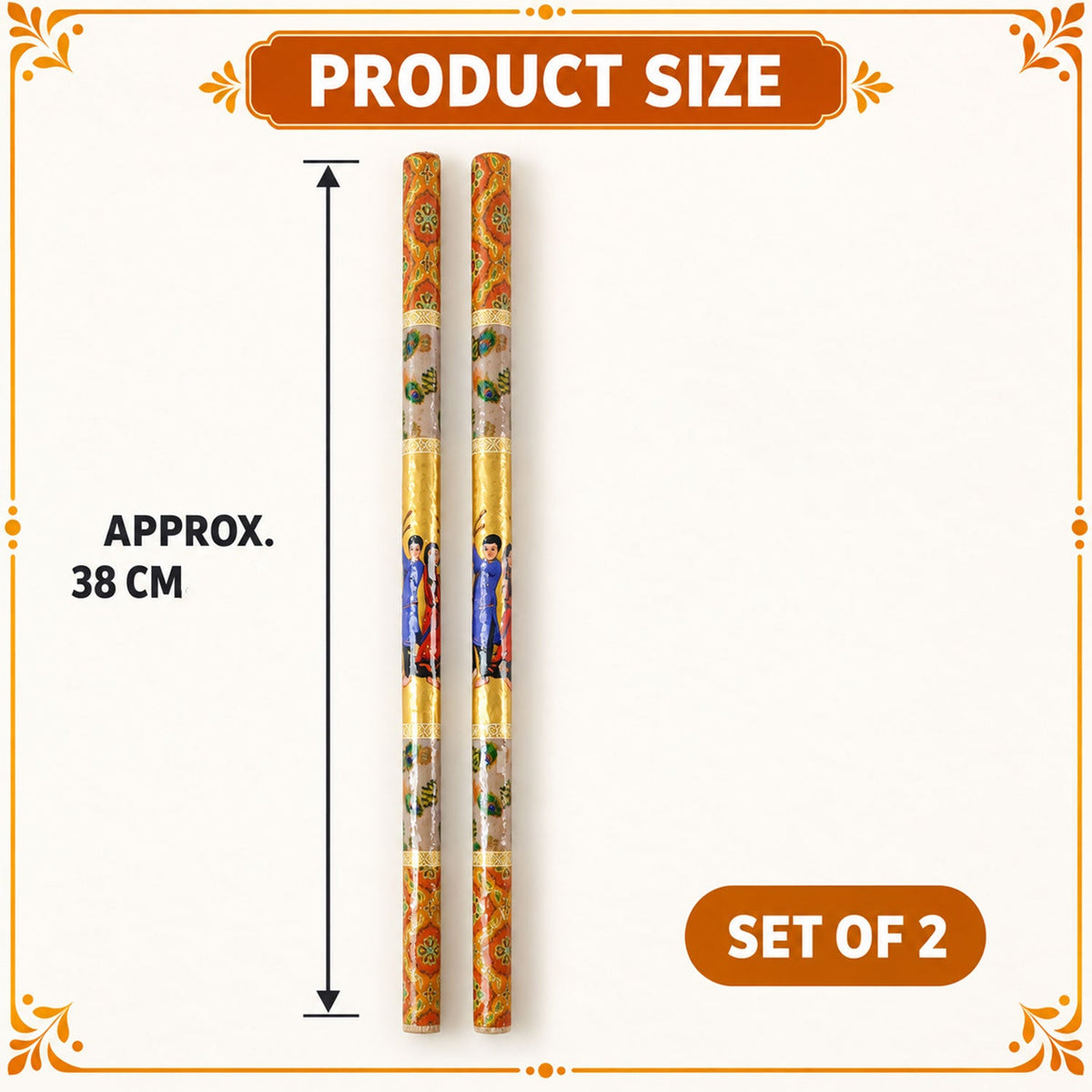 Wooden Dandiya stick approximate 38 cm dimension