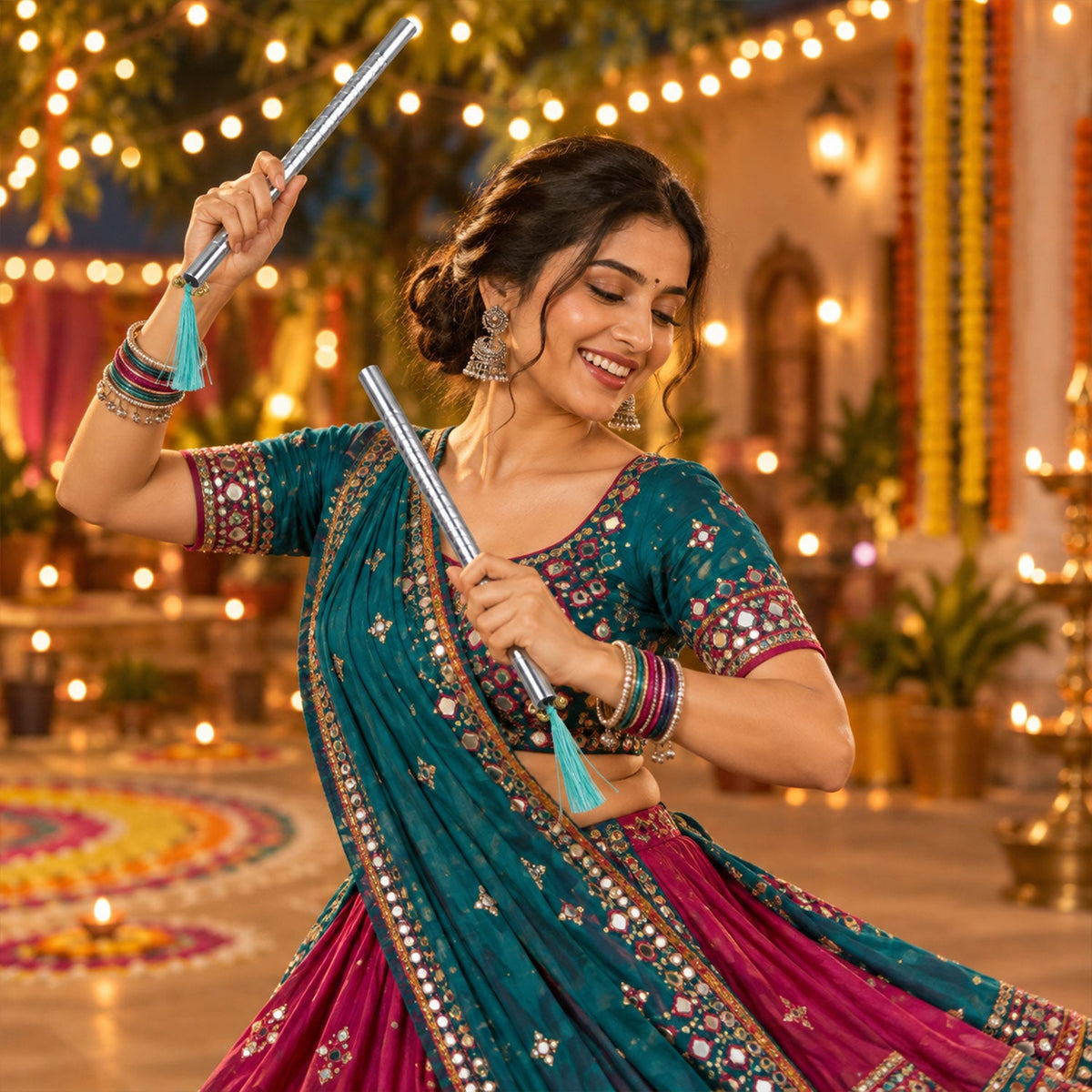 Steel dandiya sticks for Garba dance