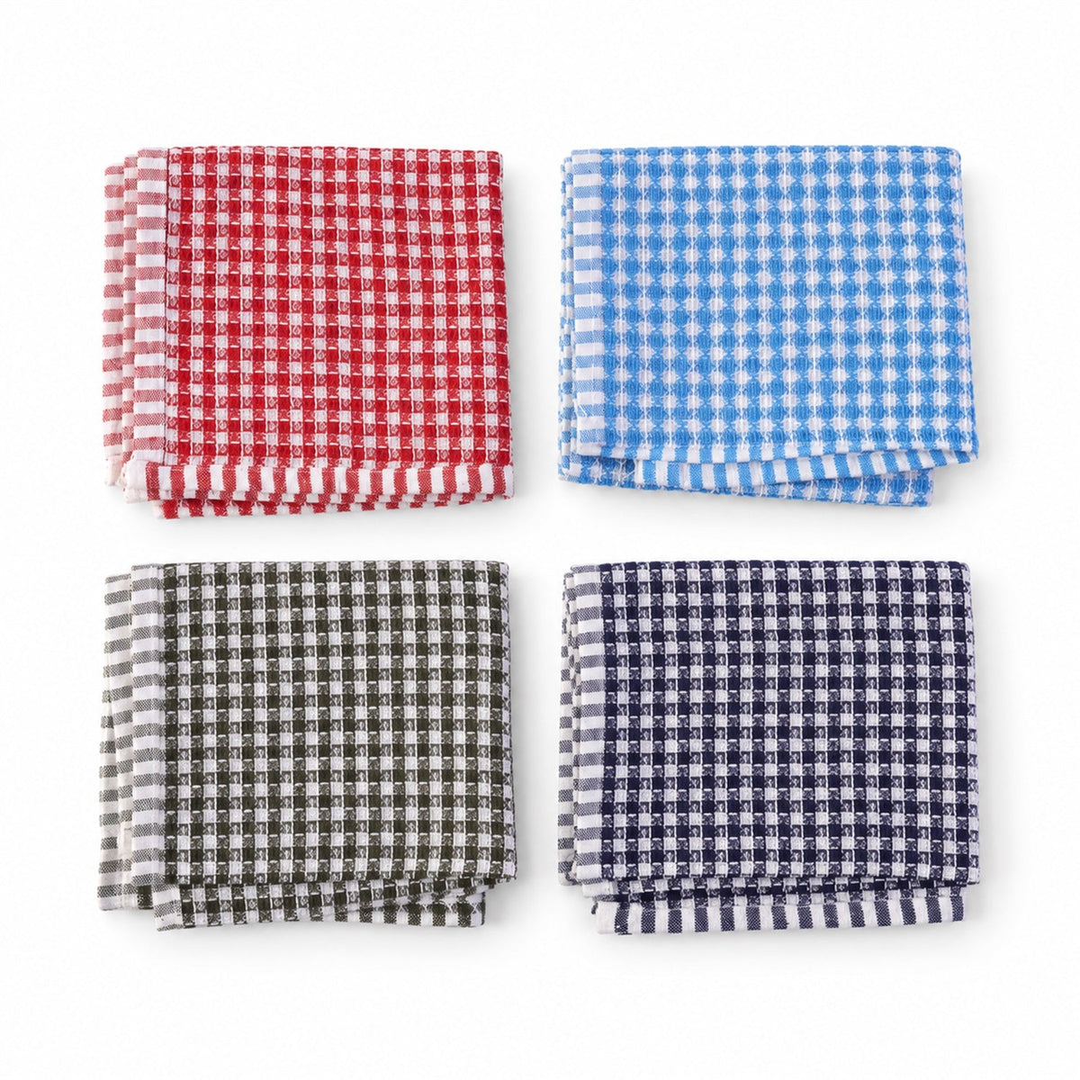 Four kitchen towels on a white background