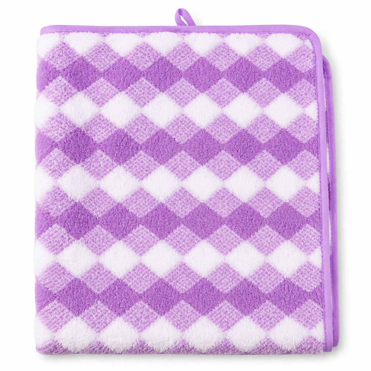 Purple patterned bath towel product view