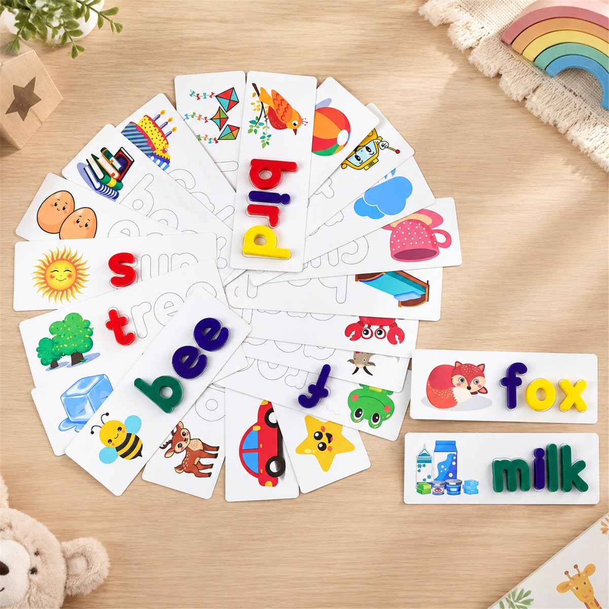 Alphabet word puzzle cards spelling practice