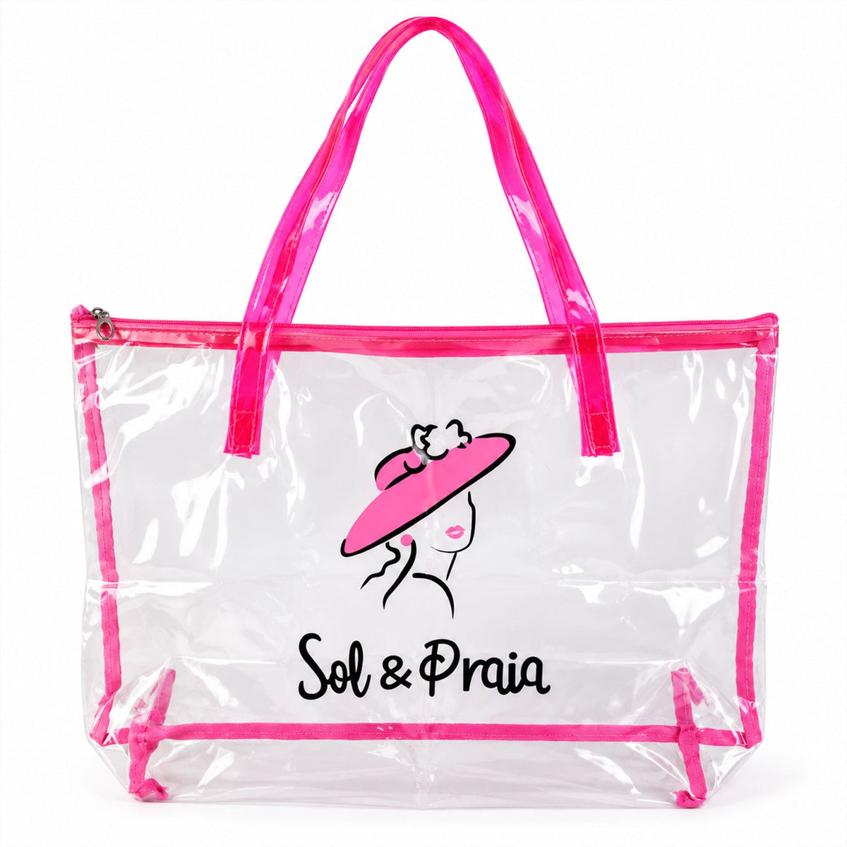 Transparent PVC Carryall Tote Bag with Secure Zipper and Durable Handles