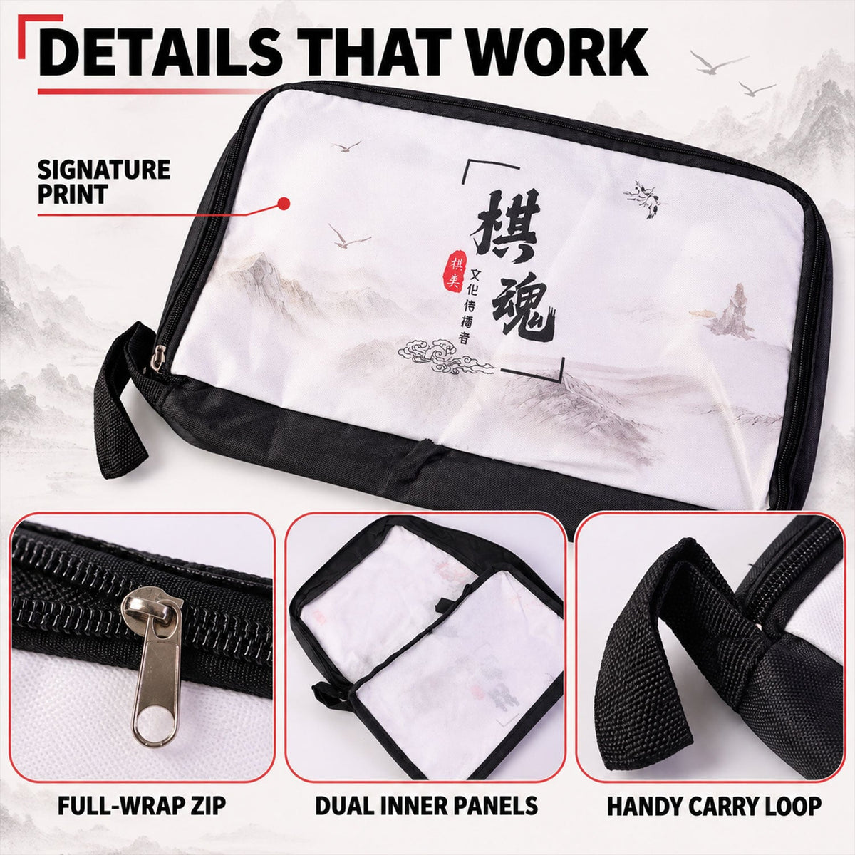 Pouch zip loop detail