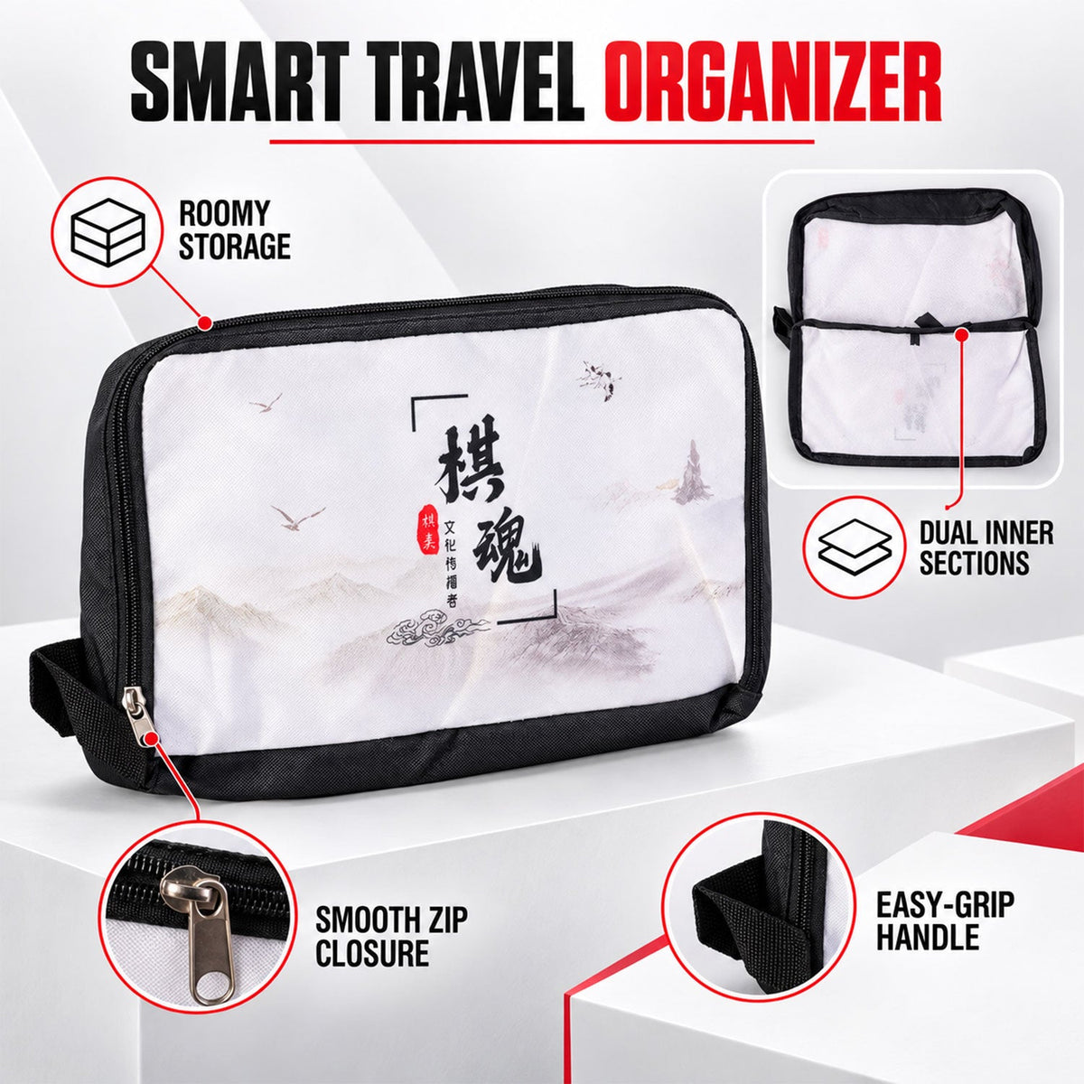 Travel organizer pouch white bg