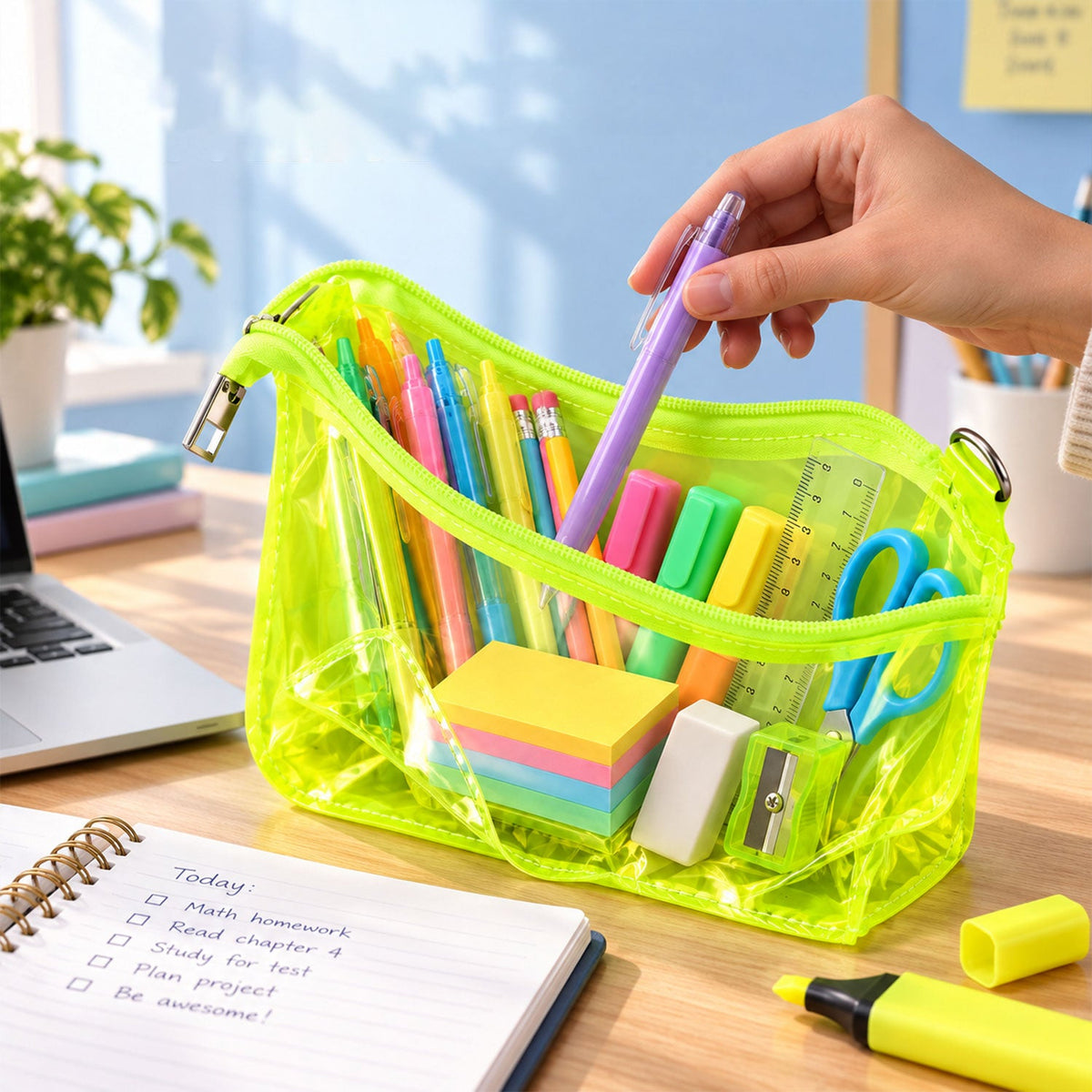 Clear pencil pouch school items